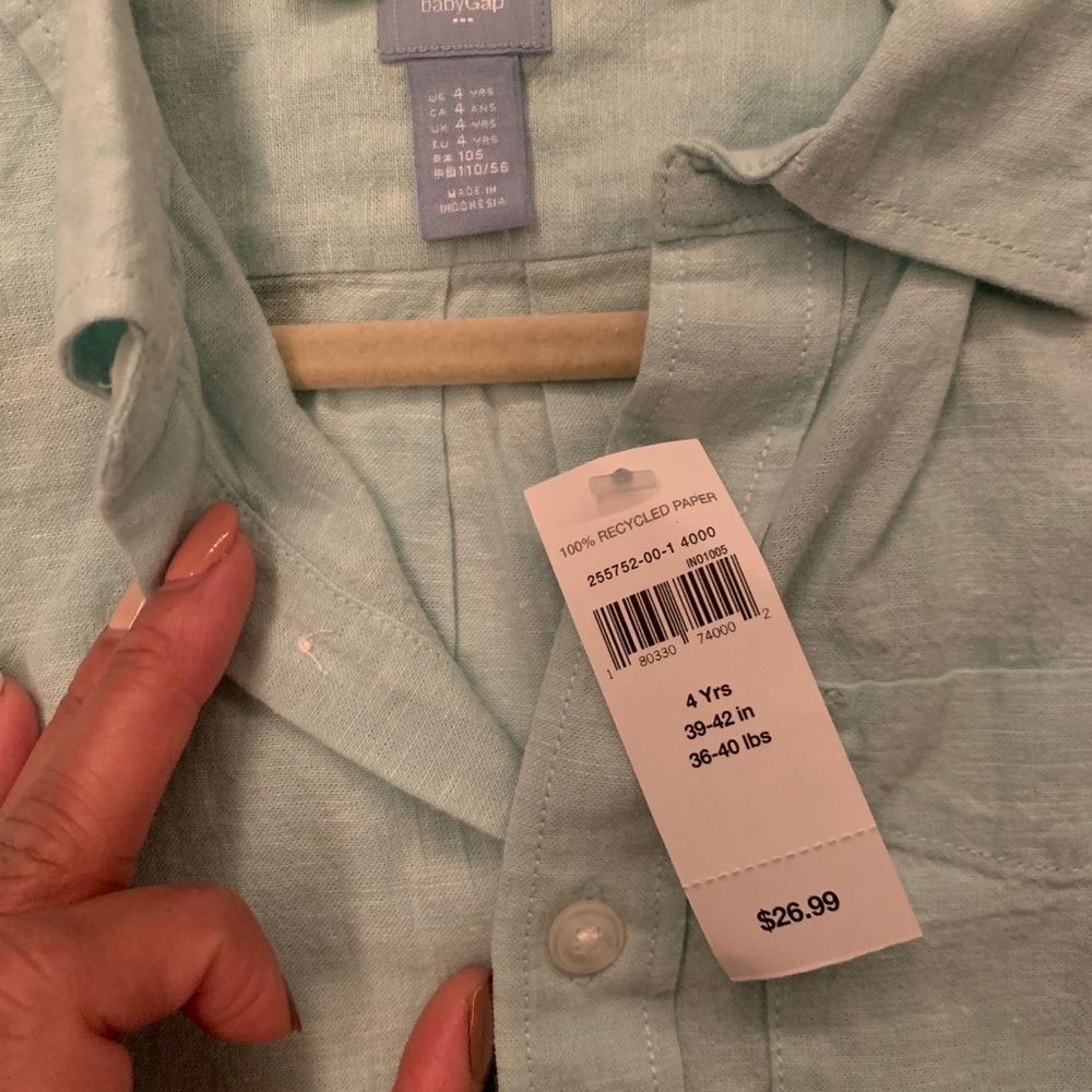 Light aqua long sleeve button down - linen type